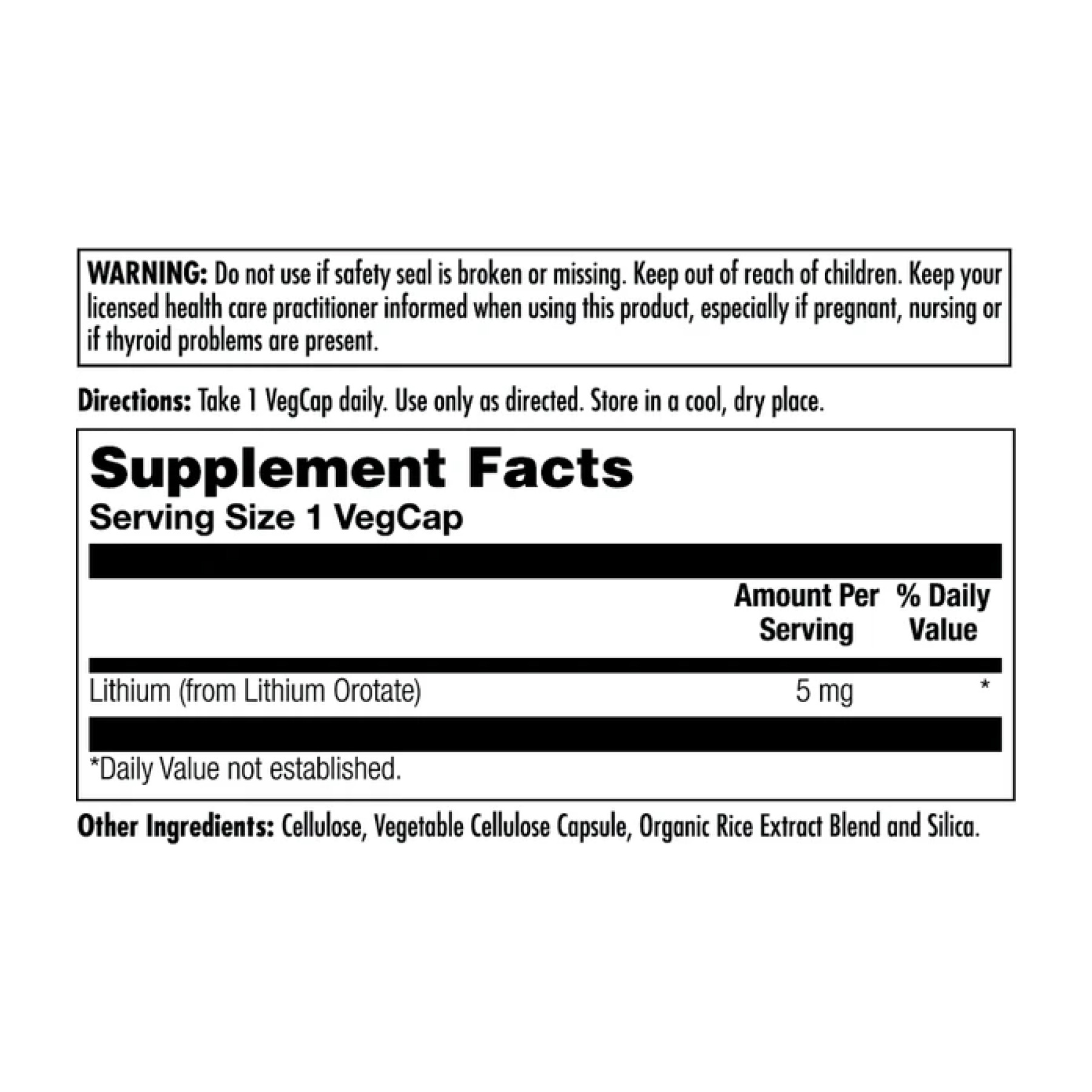 Капсули KAL Lithium Orotate 5mg - 60 vcaps 2023-10-3100