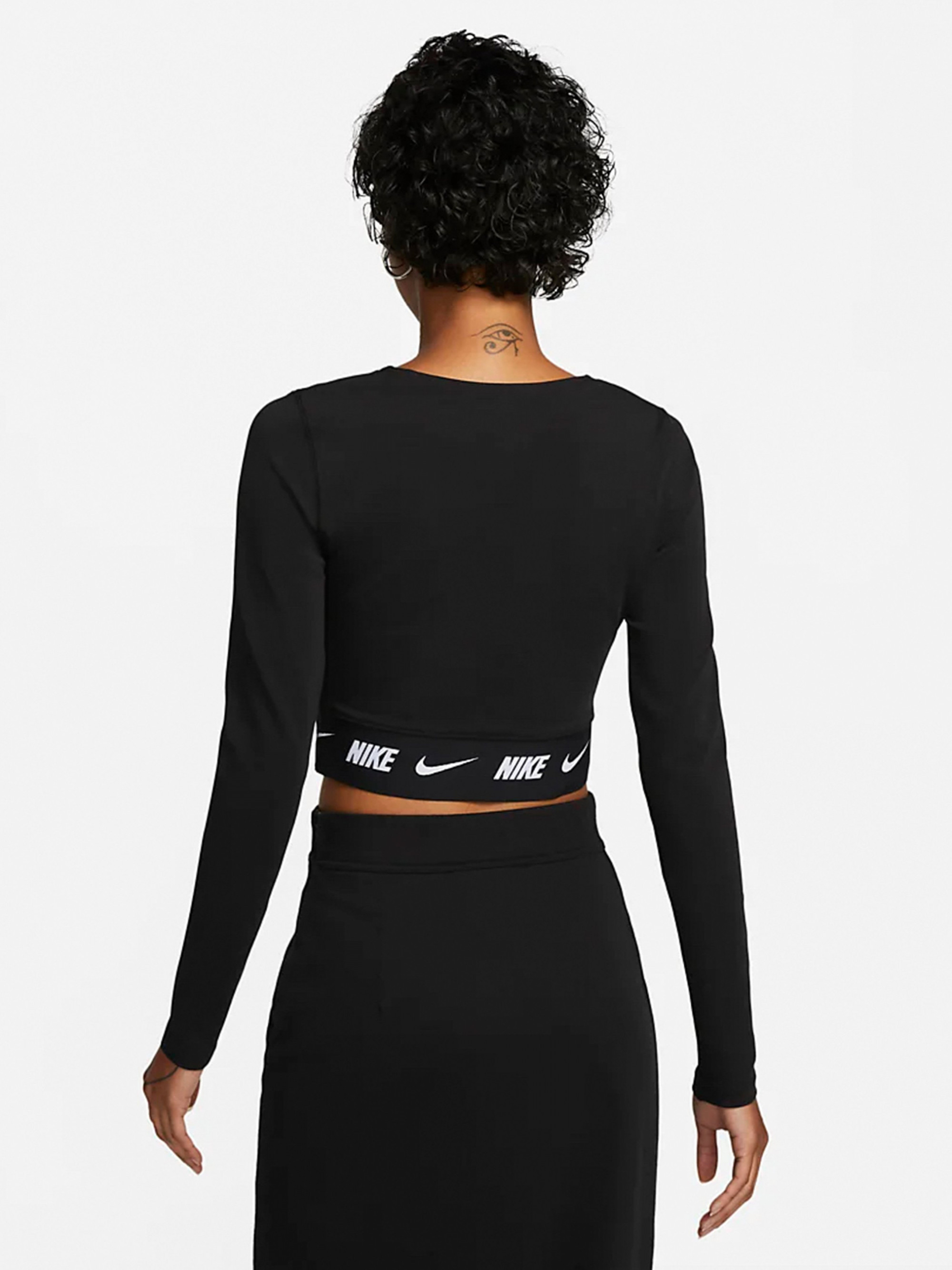 Лонгслів жіночий Nike Tape Long-Sleeve Crop Top Black Dx2315-010 DX2315-010