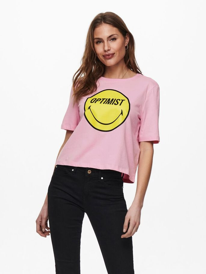 Футболка ONLSMILEY LIFE S/S TOP BOX JRS 15232818 Lilac Sachet OPTIMIST ONLY L Розовий 15232818LilacSachetOPTIMI