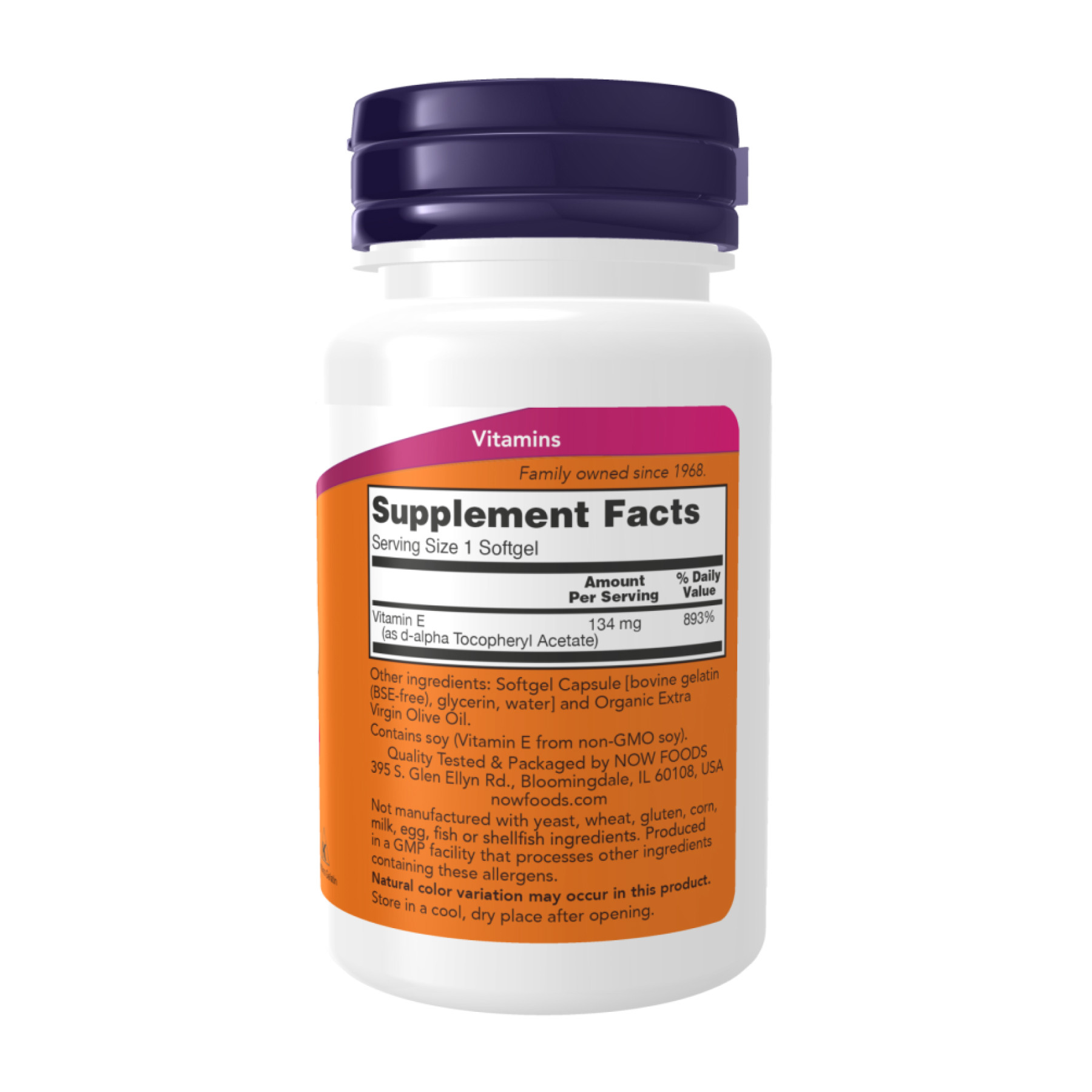 Софт гелеві капсули Now Foods Vitamin E-200 D-Alpha Tocopheryl - 100 softgels 2023-10-3091