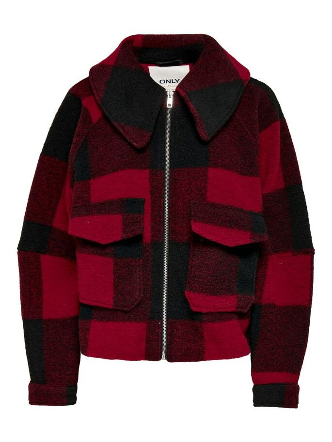 Куртка ONLBROOKLYN L/S CROP CHECK JACKET PNT 15243803-Barbados Cherry-Checks:W. BLACK CHECK ONLY L Ч 15243803-Barbados Cherry-