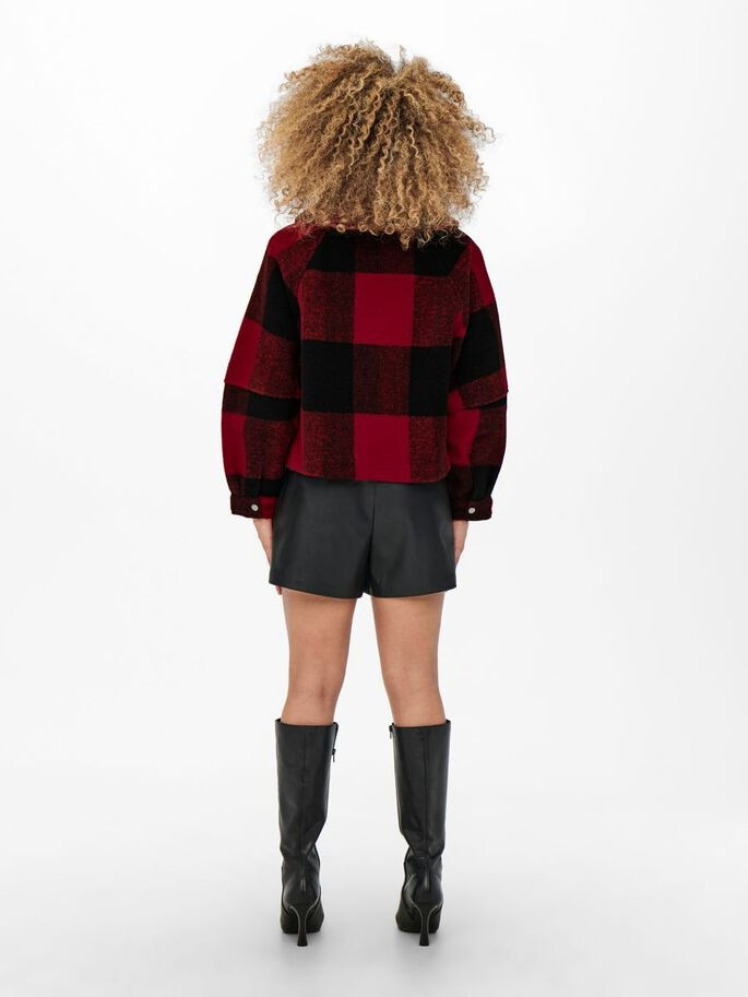 Куртка ONLBROOKLYN L/S CROP CHECK JACKET PNT 15243803-Barbados Cherry-Checks:W. BLACK CHECK ONLY L Ч 15243803-Barbados Cherry-