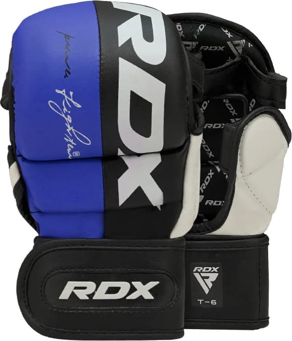 Рукавиці тренувальні RDX GRAPPLING GLOVES REX T6 PLUS чорний, синій, білий XL (GGR-T6U) GGR-T6U