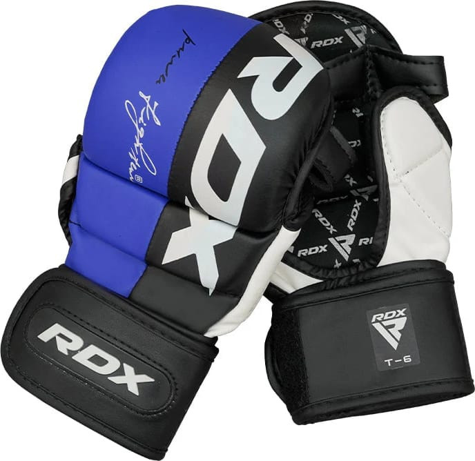 Рукавиці тренувальні RDX GRAPPLING GLOVES REX T6 PLUS чорний, синій, білий XL (GGR-T6U) GGR-T6U