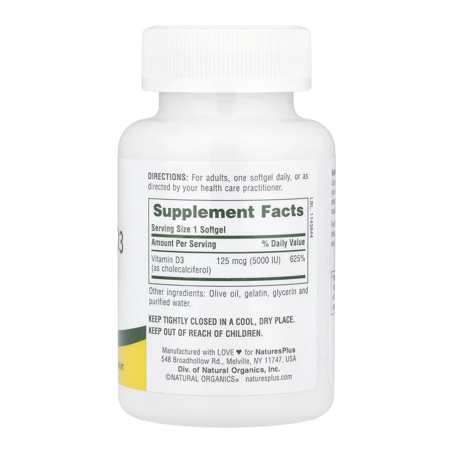 Софт гелеві капсули Nature's Plus Vitamin D3 5000 IU - 60 softgels 2023-10-3225