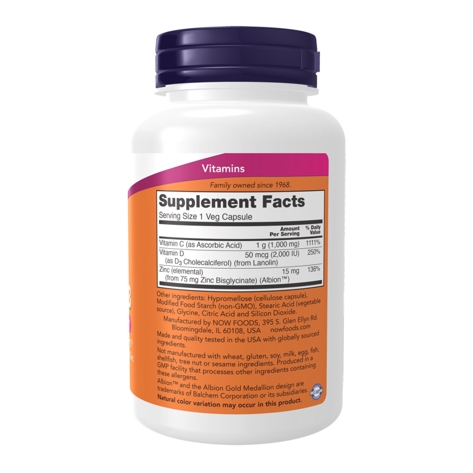 Капсули Now Foods C-1000 Zinc & D-3 - 100 vcaps 2023-10-3284
