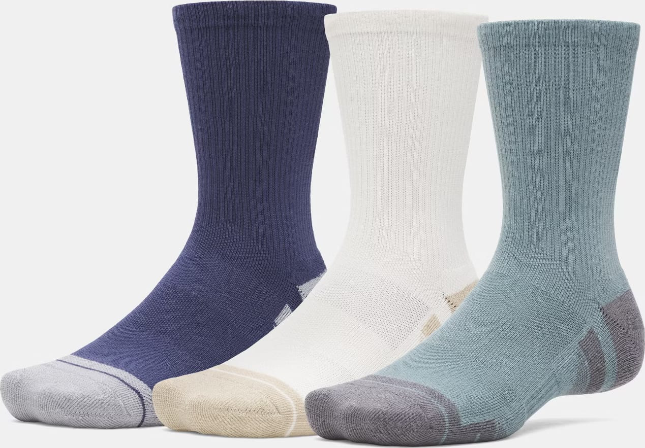 Шкарпетки UA Performance Tech 3pk Crew синій, бежевий, бірюзовий Уні XL 1379512-587