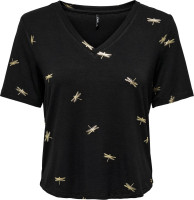 Футболка ONLFLORA S/S FOIL TOP JRS 15273576-Black-Detail:Gun metal foil ONLY L Чорний 15273576-BLACK-DETAIL:GUN
