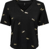 Футболка ONLFLORA S/S FOIL TOP JRS 15273576-Black-Detail:Gun metal foil ONLY L Чорний 15273576-BLACK-DETAIL:GUN
