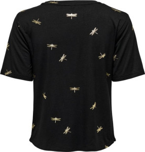 Футболка ONLFLORA S/S FOIL TOP JRS 15273576-Black-Detail:Gun metal foil ONLY L Чорний 15273576-BLACK-DETAIL:GUN