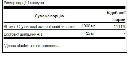 Капсули Vitamin C with Rose Hips 1000 mg - 250 caps 100-21-9481331-20