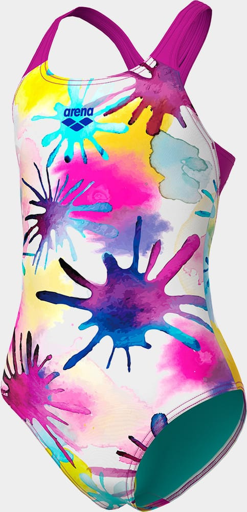 Купальник закритий для дівчат Arena SPRAYING SWIMSUIT SWIM PRO BAC білий, рожевий 128 см 010720-815