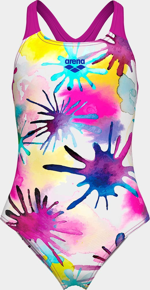 Купальник закритий для дівчат Arena SPRAYING SWIMSUIT SWIM PRO BAC білий, рожевий 128 см 010720-815