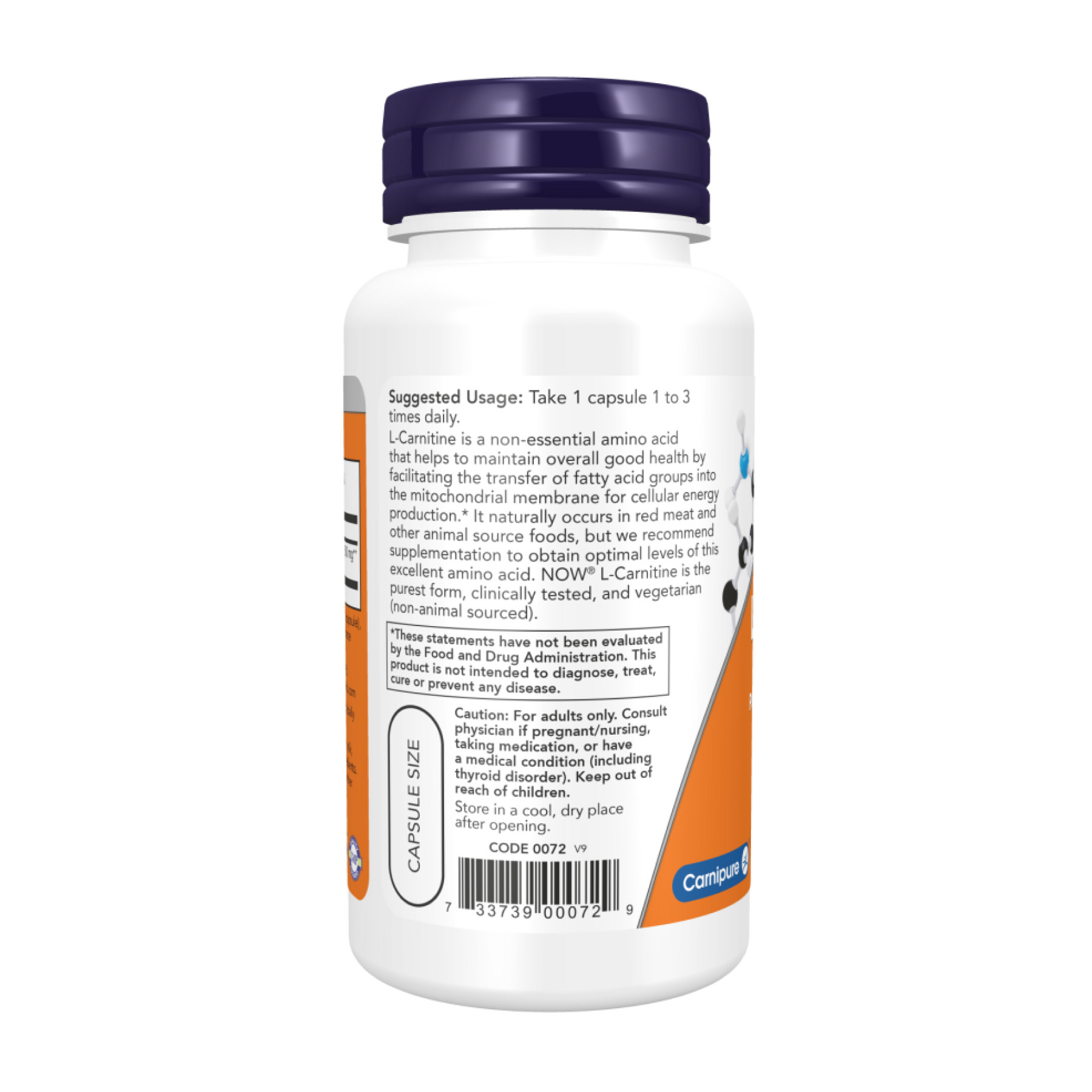 Капсули Now Foods L-Carnitine 500mg - 180 caps 2023-10-4515
