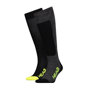 Шкарпетки гірськолижні Head UNISEX SKI KNEEHIGH 2PPK чорний, жовтий Уні 35-38 791003001-817