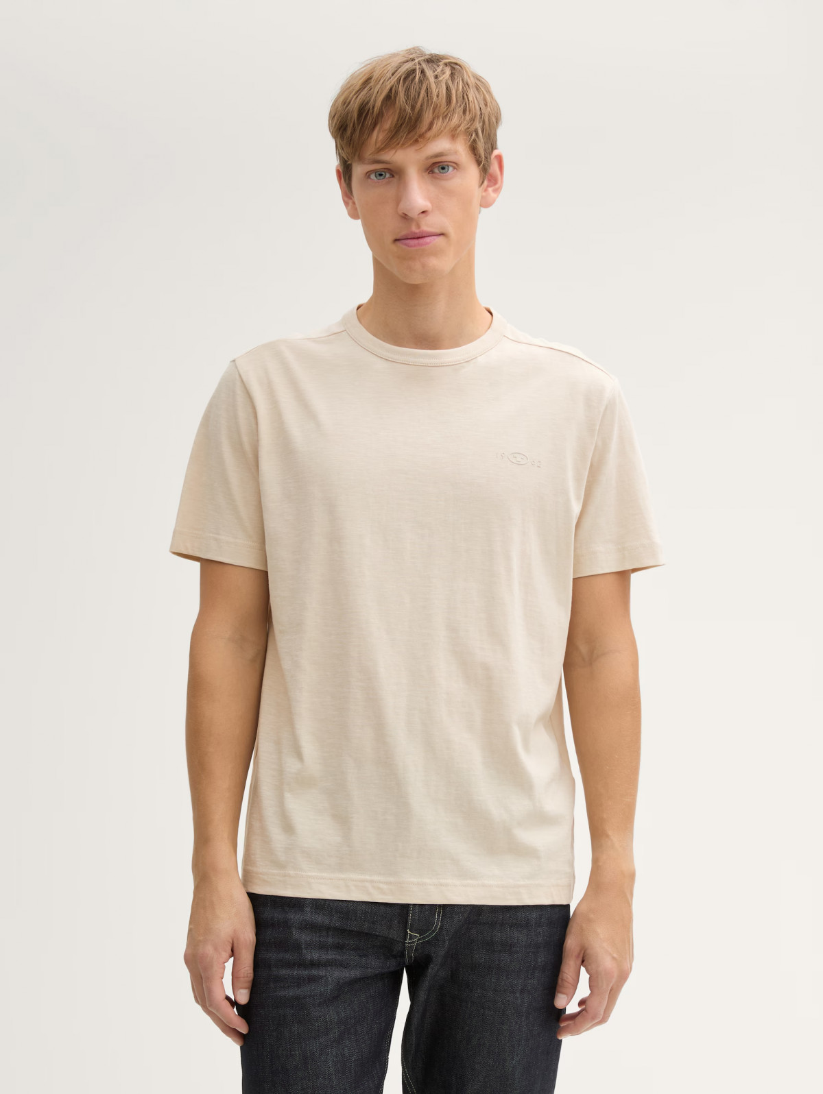 Футболка Basic cotton T-shirt 1045627-10336 Tom Tailor L Бежевий 1045627-10336