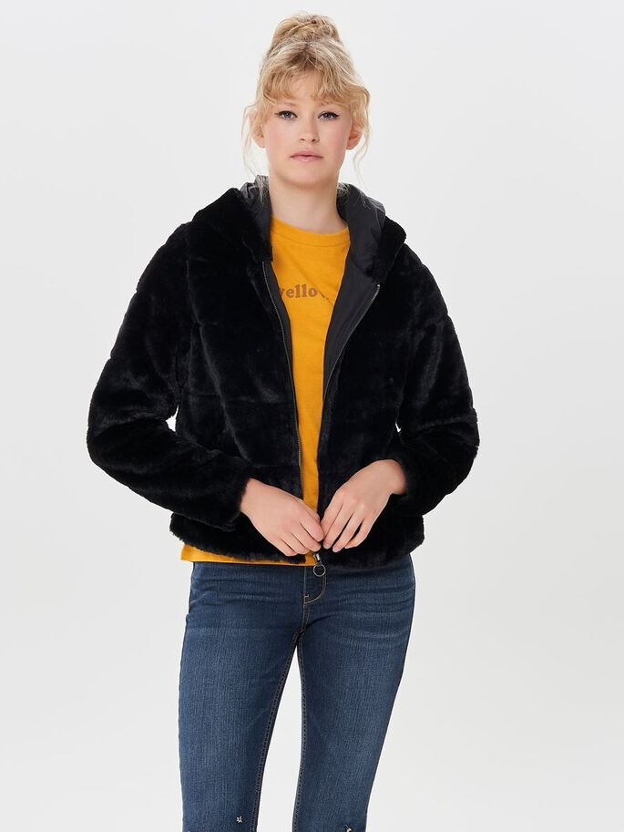 Куртка ONLCHRIS FUR HOODED JACKET CC OTW 15156560-Black ONLY M Чорний 15156560-Black