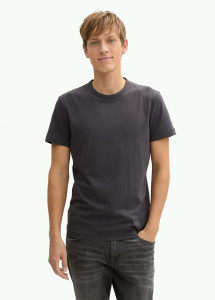 Футболка Slim fit T-shirt with stretch 1045626-10899 Tom Tailor L Темно-сірий 1045626-10899