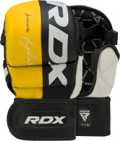 Рукавиці тренувальні RDX GRAPPLING GLOVES REX T6 PLUS чорний, жовтий, білий L (GGR-T6Y) GGR-T6Y