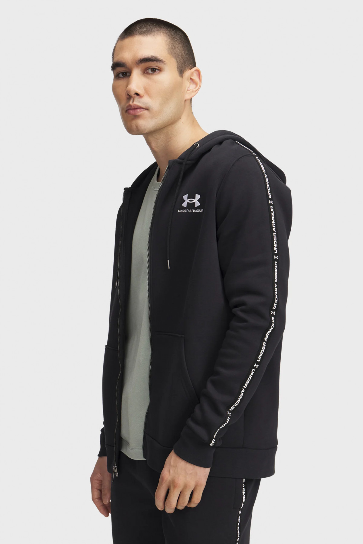 Худі UA Icon Fleece FZ Taping 1390298-001 Under Armour S Чорний 1390298-001