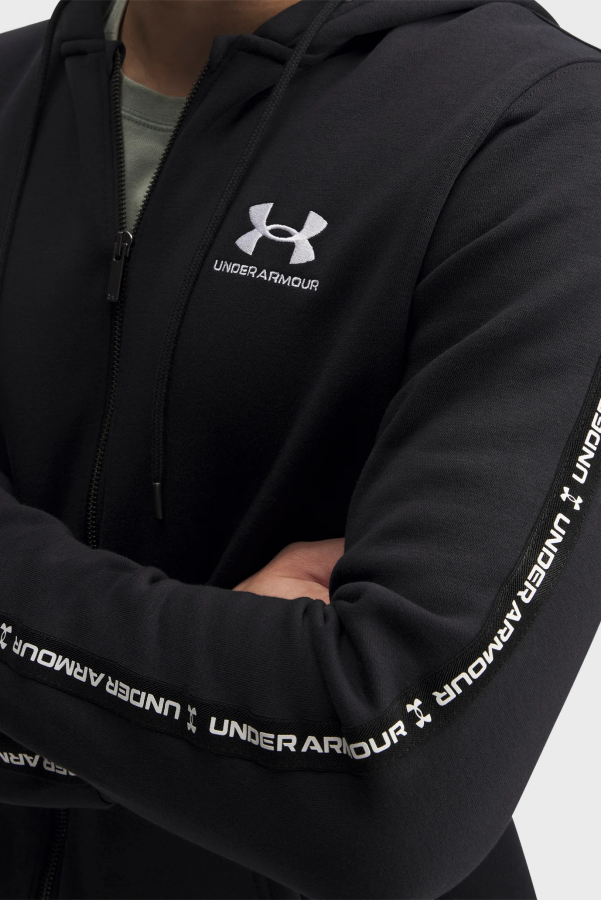 Худі UA Icon Fleece FZ Taping 1390298-001 Under Armour S Чорний 1390298-001