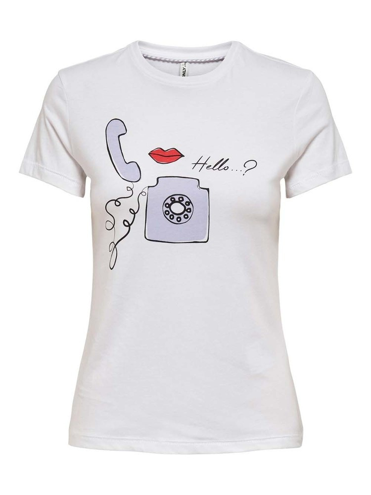 Футболка ONLJENNI LIFE FIT S/S TOP BOX JRS 15249479-White-Print:PHONE ONLY M Білий 15249479-WHITE-PRINT:PHON