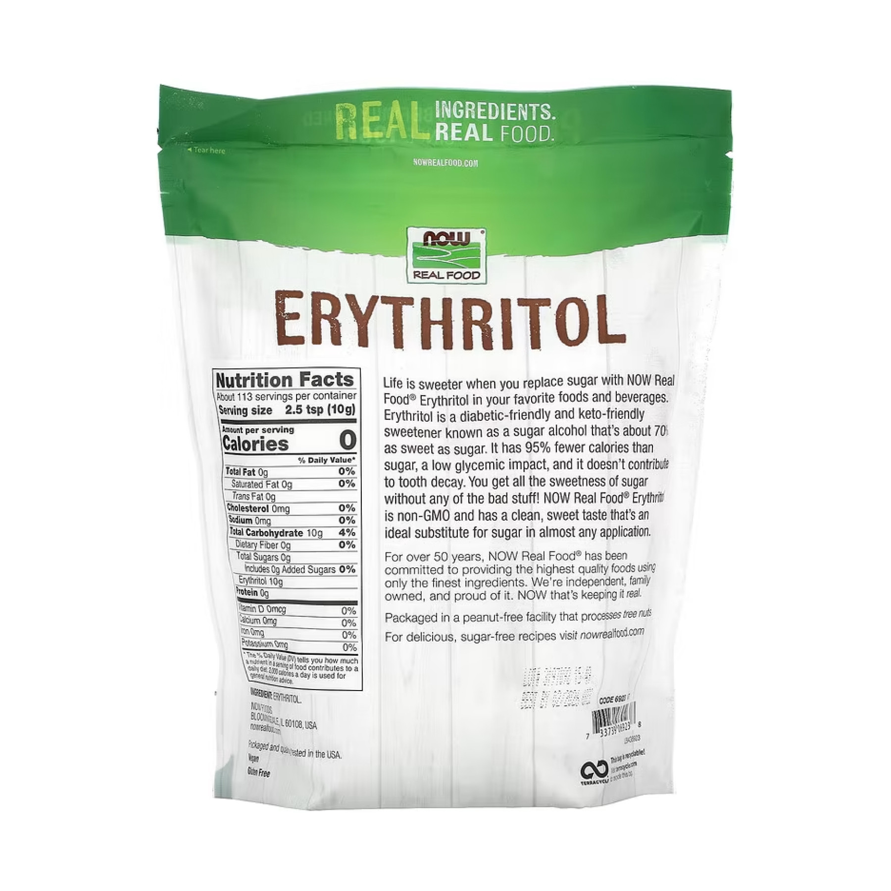 Порошок Now Foods Erythritol - 1134g 2023-10-5255