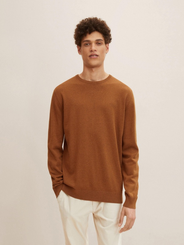 Кофта BASIC CREW NECK SWEATER 1027299-30313 Tom Tailor XXL Коричневий 1027299-30313