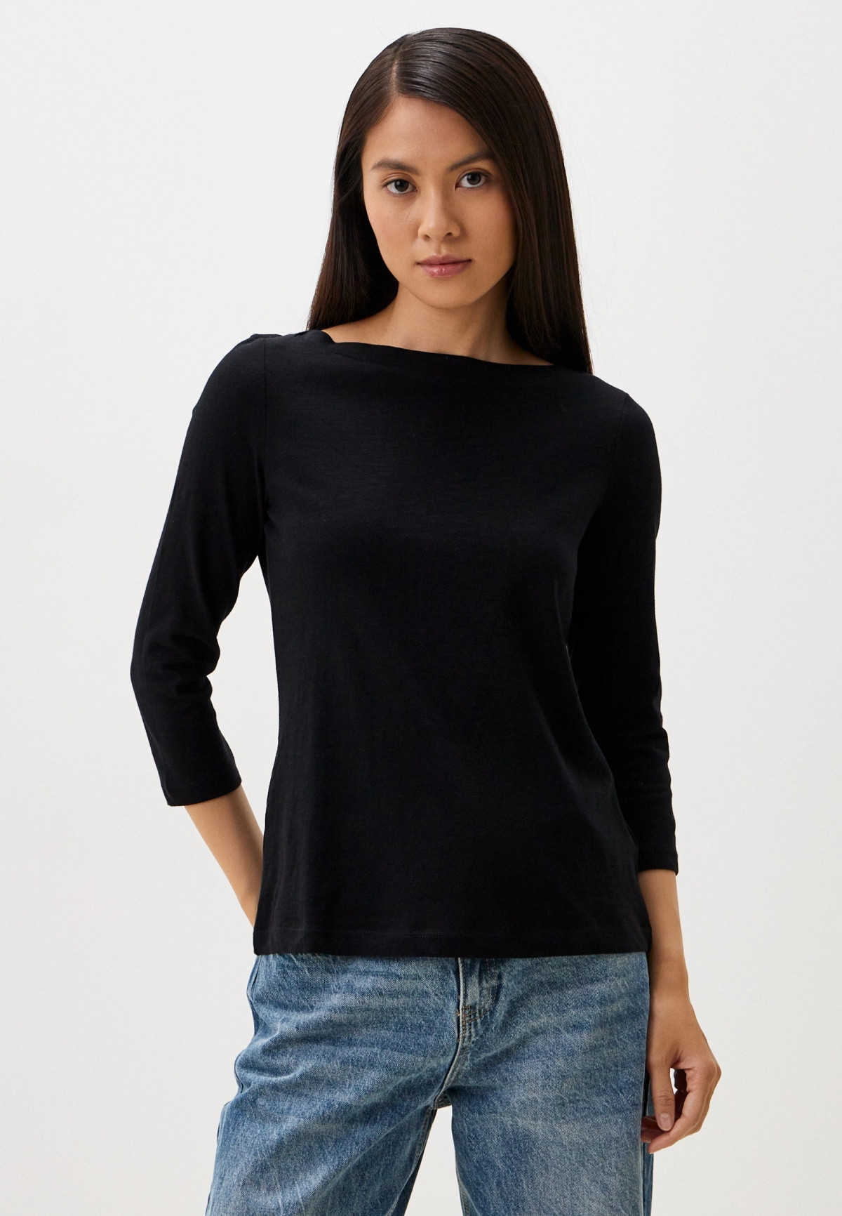 Футболка Basic Slub langarm-T-shirt 1038028-14482 Tom Tailor L Чорний 1038028-14482