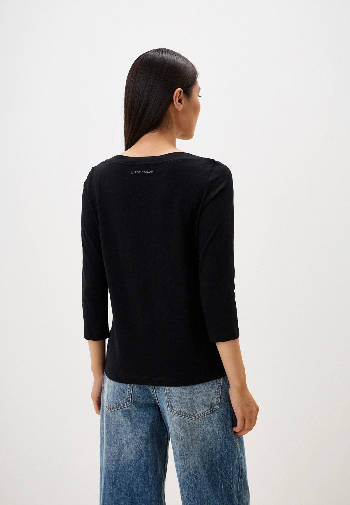 Футболка Basic Slub langarm-T-shirt 1038028-14482 Tom Tailor L Чорний 1038028-14482