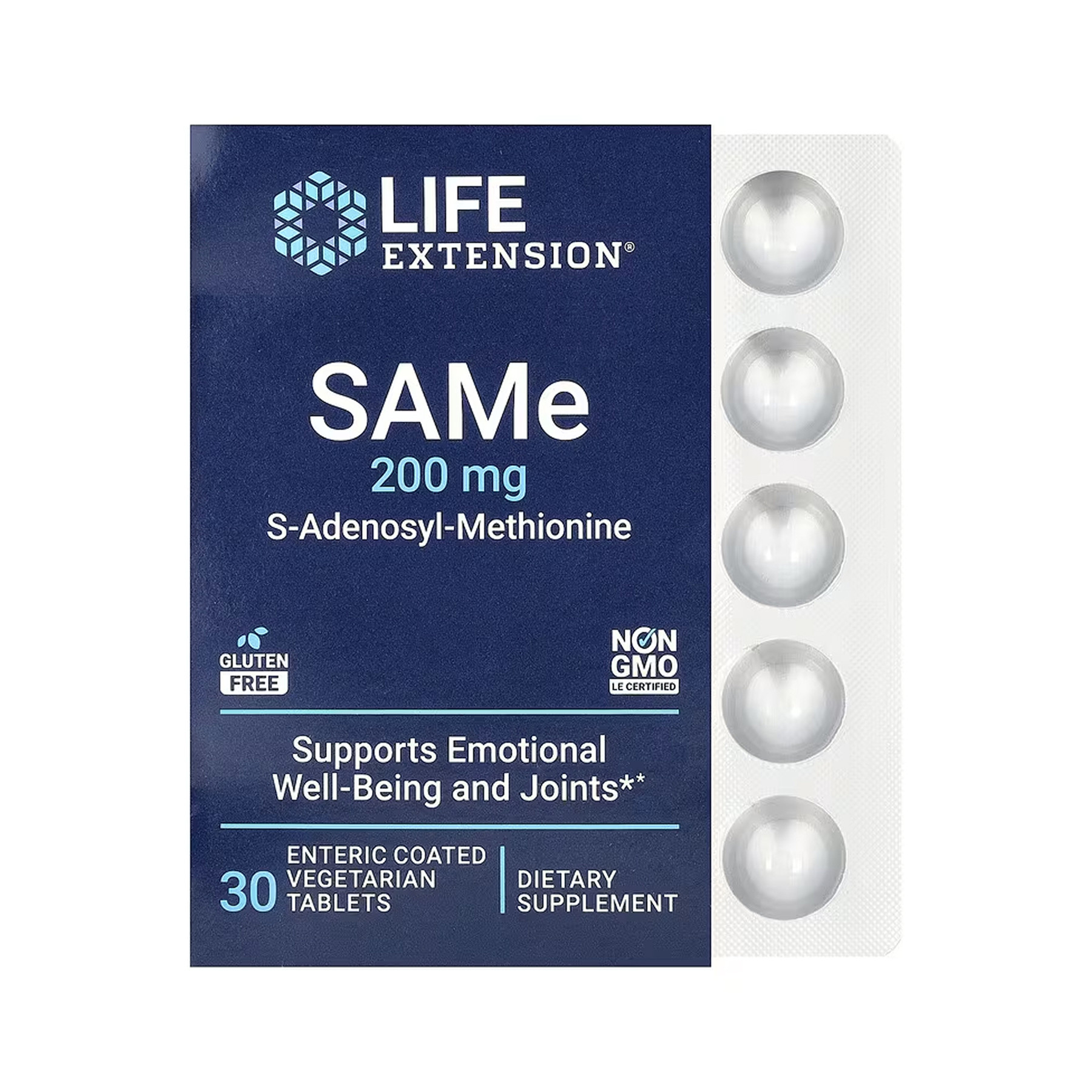Таблетки Life Extension SAMe 200mg - 30 enteric-coated vegetarian tabs 2023-10-5458
