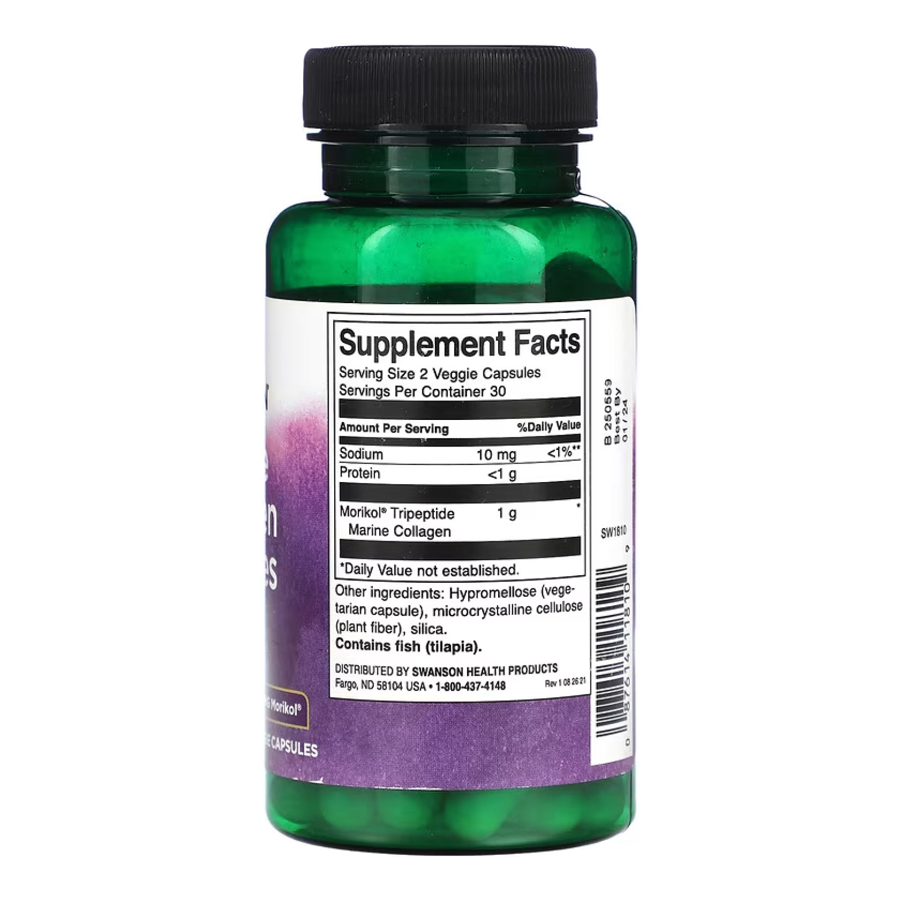 Капсули Swanson Marine Collagen Peptides Type I Featuring Morikol 500mg - 60 vcaps 2023-10-4067