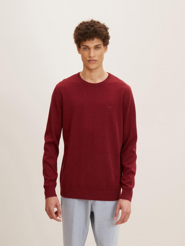 Кофта BASIC CREW NECK SWEATER 1027299-30315 Tom Tailor M Бордовий 1027299-30315