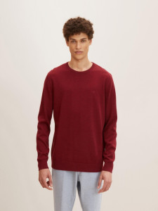 Кофта BASIC CREW NECK SWEATER 1027299-30315 Tom Tailor M Бордовий 1027299-30315