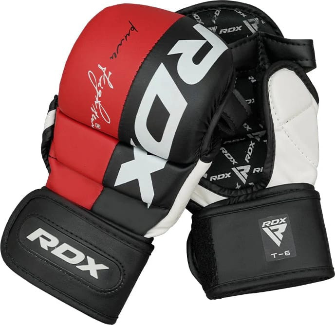 Рукавиці тренувальні RDX GRAPPLING GLOVES REX T6 PLUS чорний, червоний, білий L (GGR-T6R) GGR-T6R