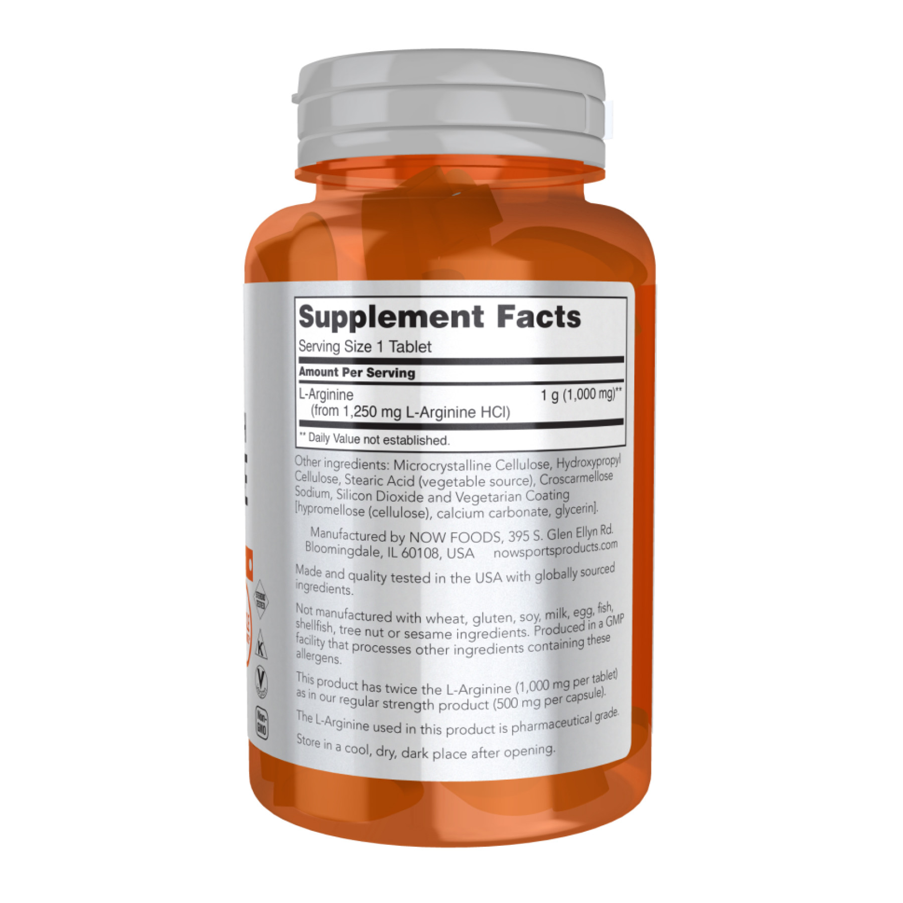 Таблетки Now Foods Arginine 1000mg - 60 tabs 2023-10-2489