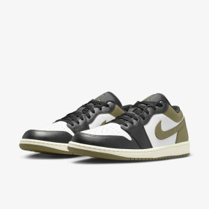 Кросівки мужские Air Jordan 1 Low White/Olive 553558-092