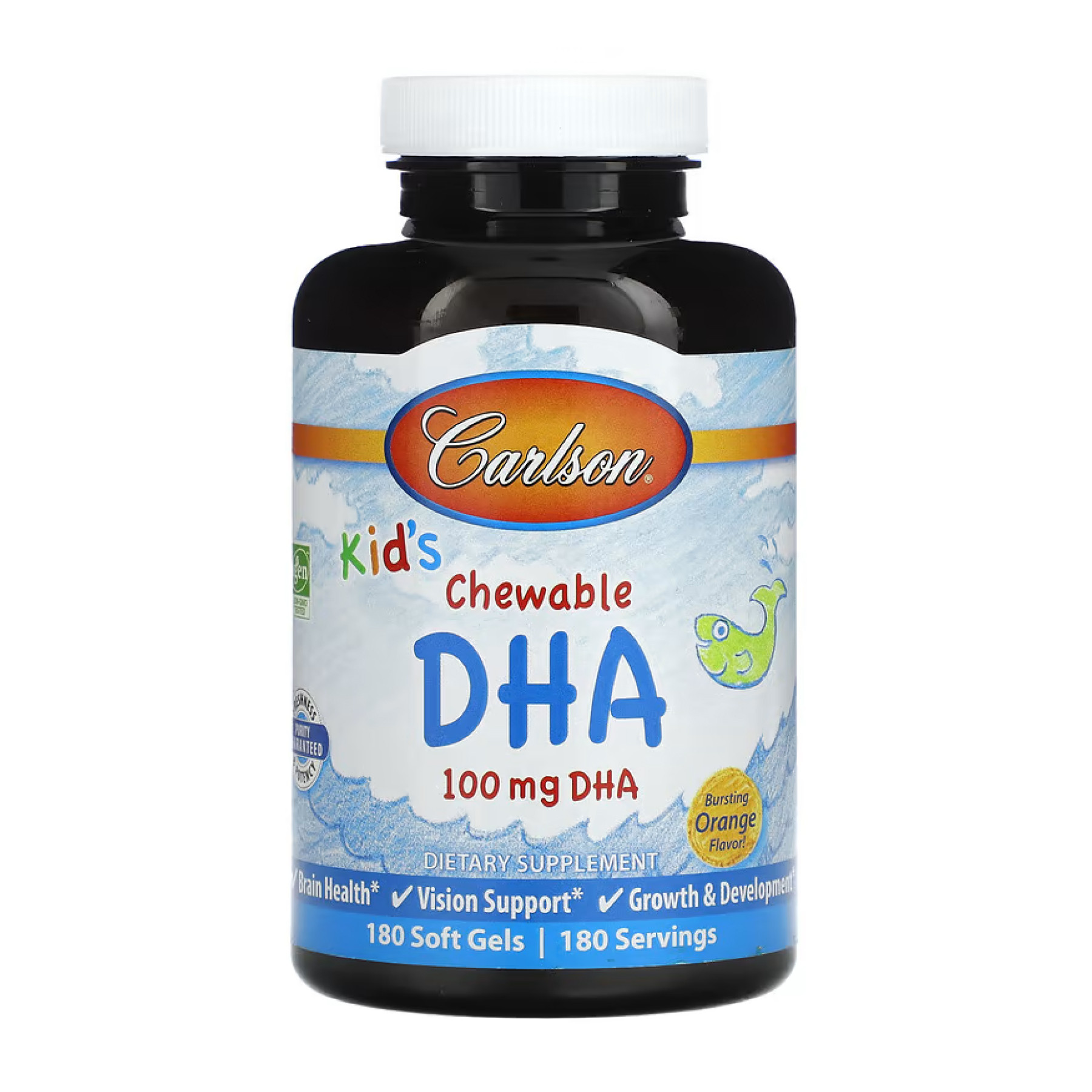Софт гелеві капсули Carlson Laboratories Chewable DHA - 180 softgels 2023-10-5149