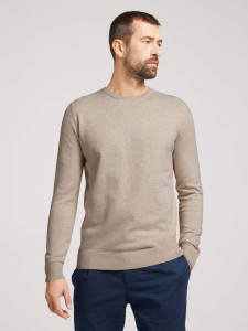 Кофта basic crew neck sweater 1027299XX1011831 Tom Tailor XXL Бежевий 1027299XX1011831