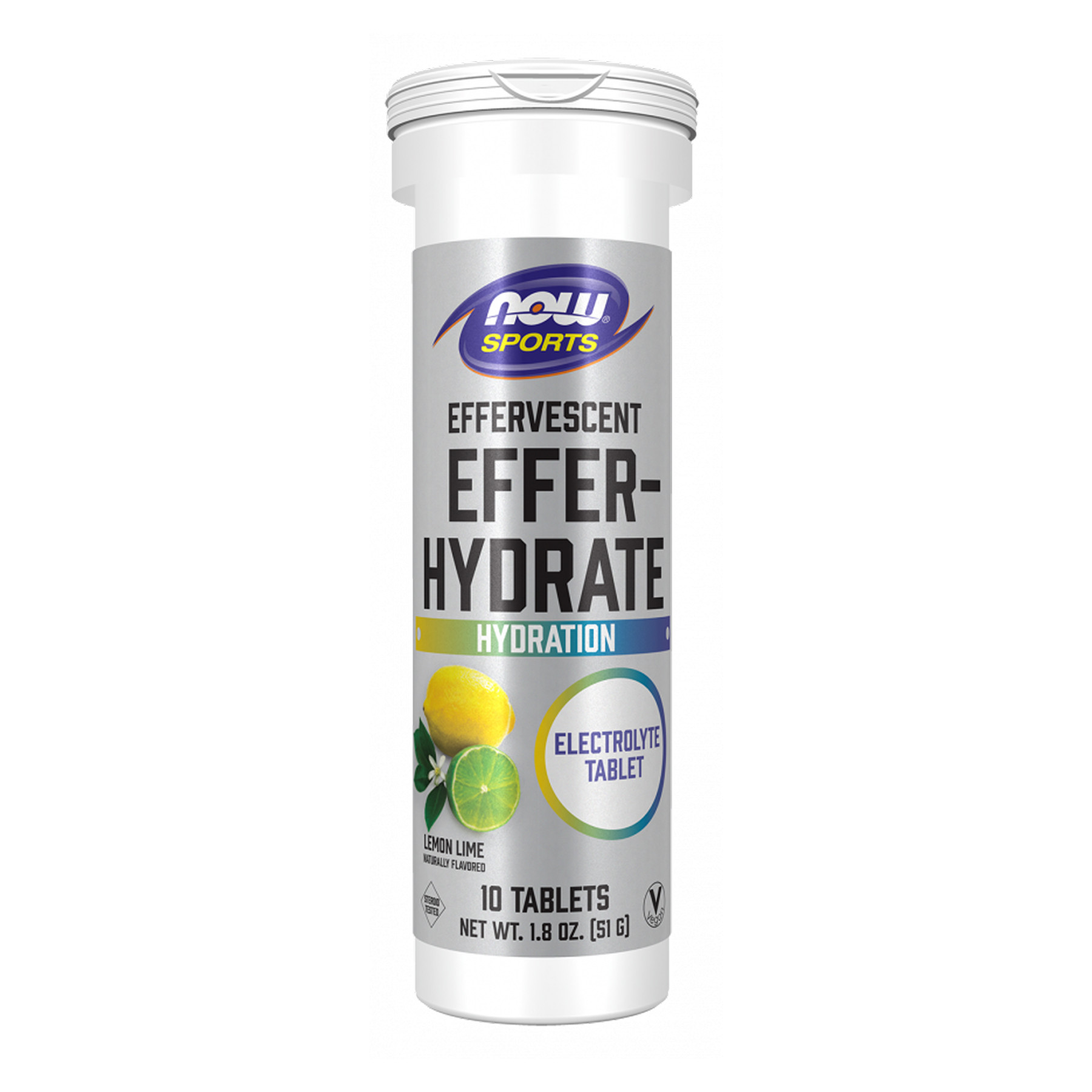 Таблетки Now Foods Effer-Hydrate Effervescent - 10 tabs Lemon Lime 2023-10-5397