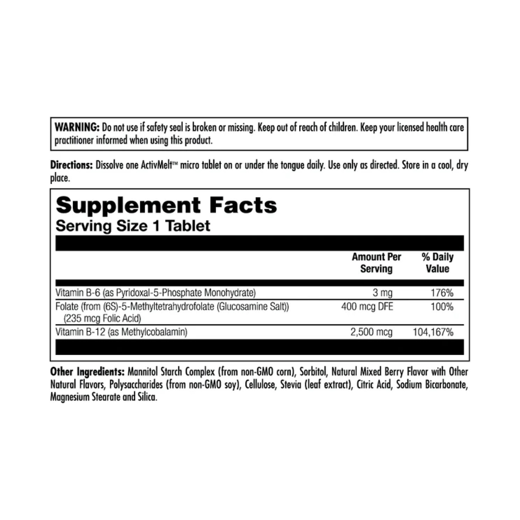 Таблетки KAL B6 B12 Methyl Folate - 60 tabs Mixed Berry 2023-10-4415