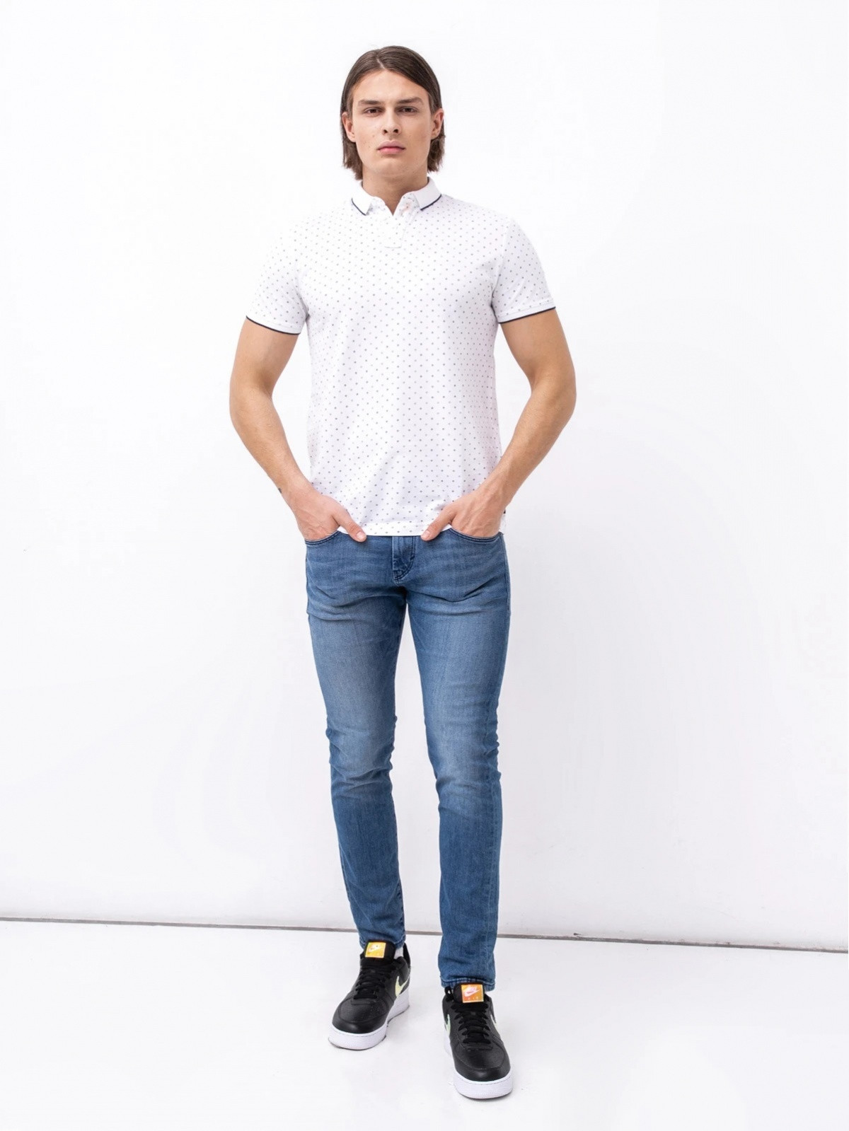 Поло basic polo with contrast 1024053XX1226079 Tom Tailor M Білий 1024053XX1226079