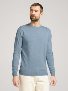 Кофта basic crew neck sweater 1027299XX1021076 Tom Tailor XXL Блакитний 1027299XX1021076