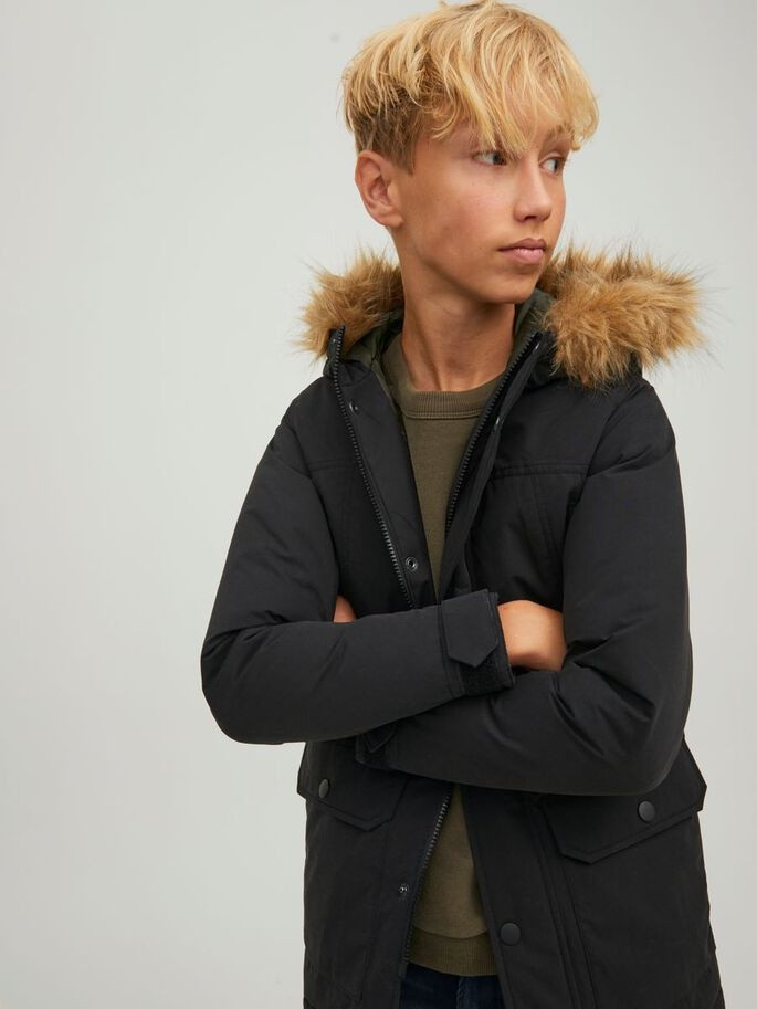 Парка JJWINNER PARKA NO FUR JNR 12220838-Black Jack&Jones 152 Чорний 12220838-BLACK