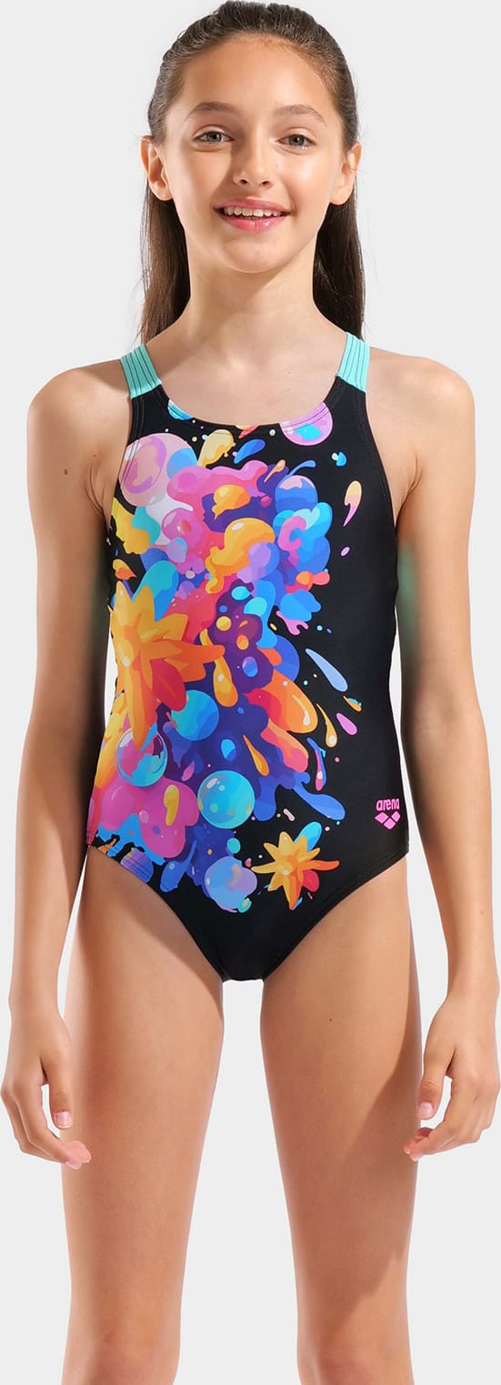 Купальник для дівчаток Arena PAINTING SWIMSUIT V BACK чорний 128 см (010744-580) 010744-580