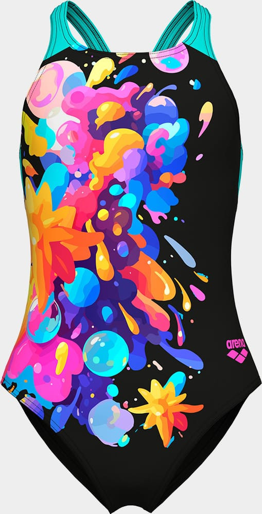 Купальник для дівчаток Arena PAINTING SWIMSUIT V BACK чорний 128 см (010744-580) 010744-580