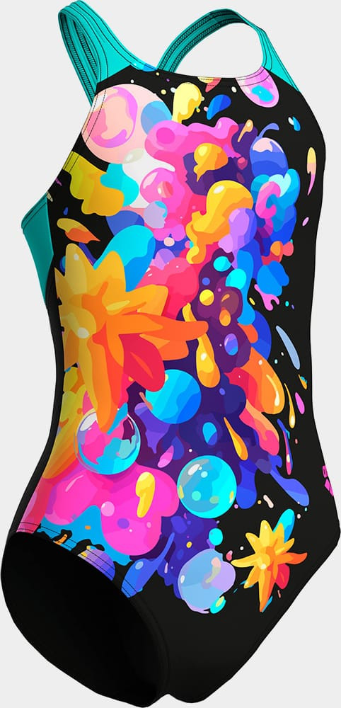 Купальник для дівчаток Arena PAINTING SWIMSUIT V BACK чорний 128 см (010744-580) 010744-580