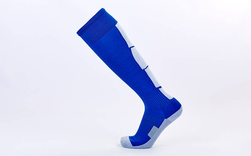 Гетри футбольні дорослі сині з білою смугою LINE CTM003-1-BL