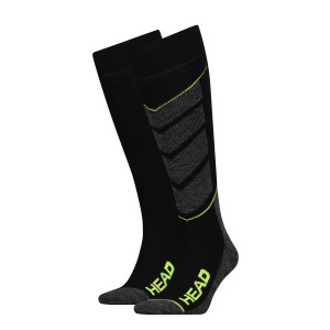Шкарпетки гірськолижні Head UNISEX SKI V-SHAPE KNEEHIGH 2PPK чорний, жовтий Уні 35-38 791004001-817