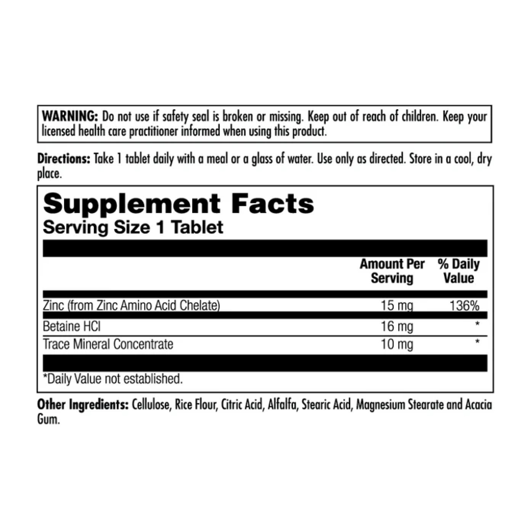 Таблетки KAL Zinc 15+ Chelated - 100 tabs 2023-10-4419